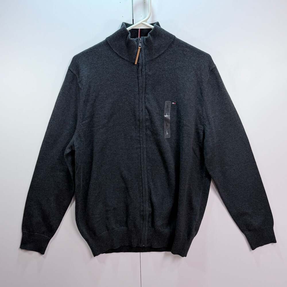 Tommy Hilfiger Men's Full-Zip Mock Neck Cotton Sweater
